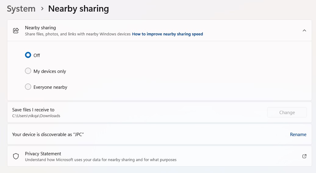 استفاده از قابلیت Nearby Sharing برای انتقال فایل