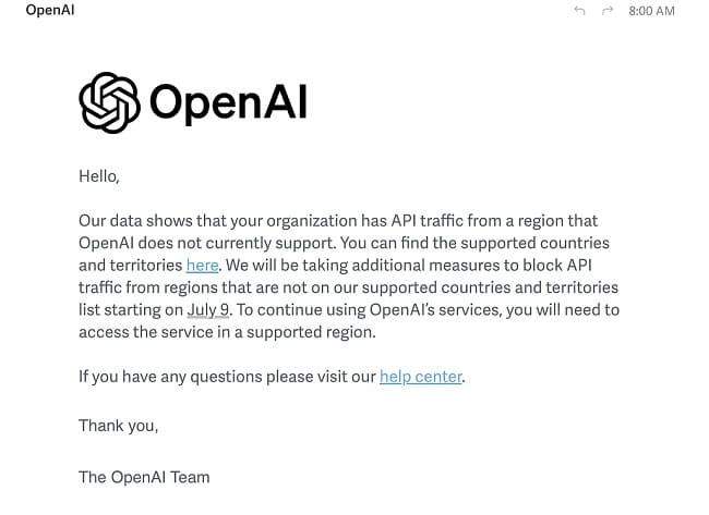 دسترسی ایرانی‌ها به خدمات OpenAI مسدود شد