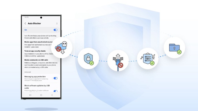 سامسونگ با Auto blocker انواع منابع بارگزاری جانبی برنامه ها را می‌بندد