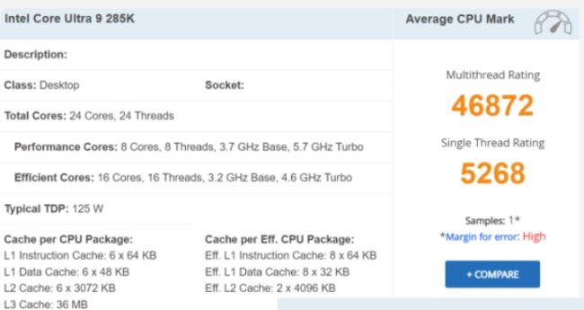 نتایج بنچمارک پردازنده Core Ultra 9 285K اینتل