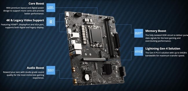 مشخصات مادربرد MSI PRO H610M-G