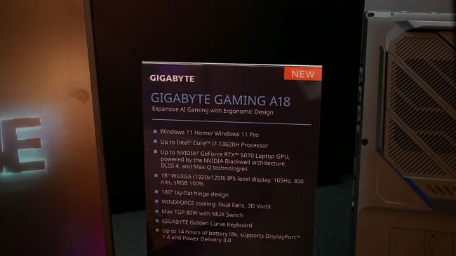 GIGABYTE GAMING A18