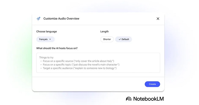 ننظیمات جدید Audio overview