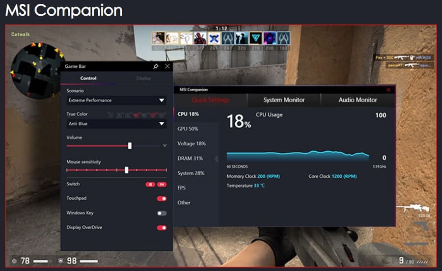 رابط کاربری اپلیکیشن MSI Center