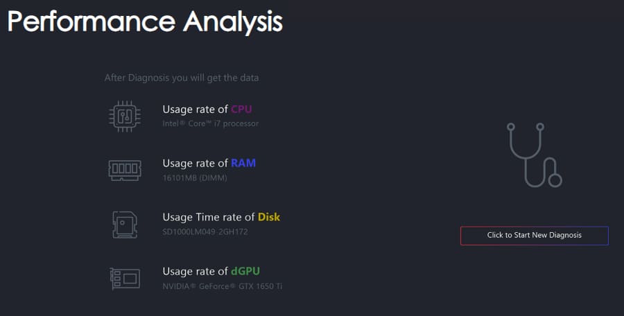 ویژگی های برنامه MSI Center