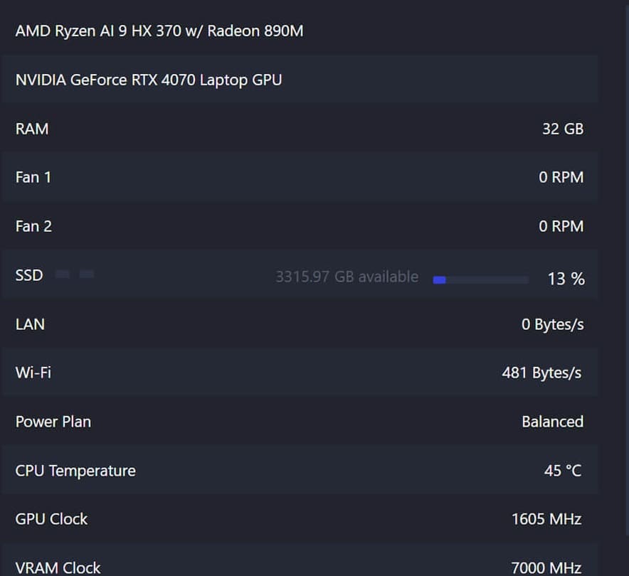 مانیتورینگ سخت افزار MSI Center