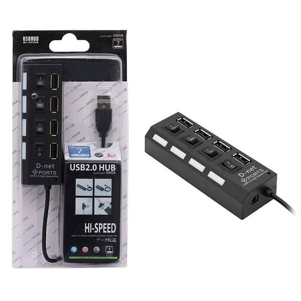 هاب 4 پورت USB 2.0 کلید دار ( USB HUB ) دی نت