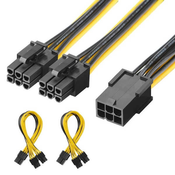 تبدیل 6 پین ماده برق پاور به دو تا 6 پین نر گرافیک