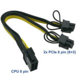 تبدیل 8 پین نر برق پاور به دو تا 2+6 پین ماده VGA