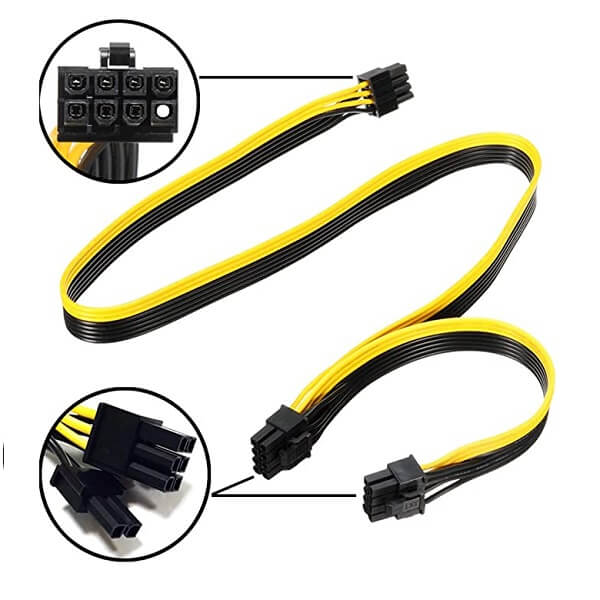 تبدیل 8 پین نر برق پاور به دو تا 2+6 پین نر VGA