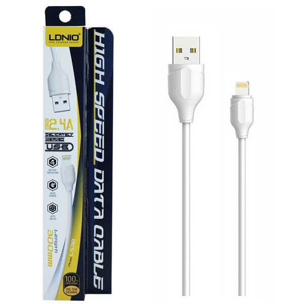 کابل USB گوشی آیفونی کوتاه فلت الدینیو LS38 کابل USB گوشی آیفونی کوتاه فلت الدینیو LS38