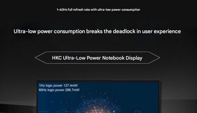 ویژگی گوشیهای پرچمدار به لپتاپ ها میآید؛ پنل کم مصرف HKC با نرخ نوسازی ۱ تا ۶۰ هرتز نمایشگر کم مصرف HKC