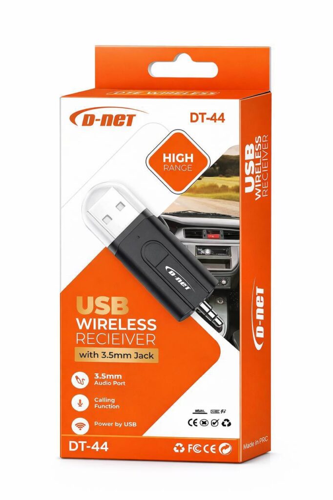 دانگل بلوتوث ماشین DT44 V5.5 USB Wireless Receiver با جک 3.5 میلی‌متری