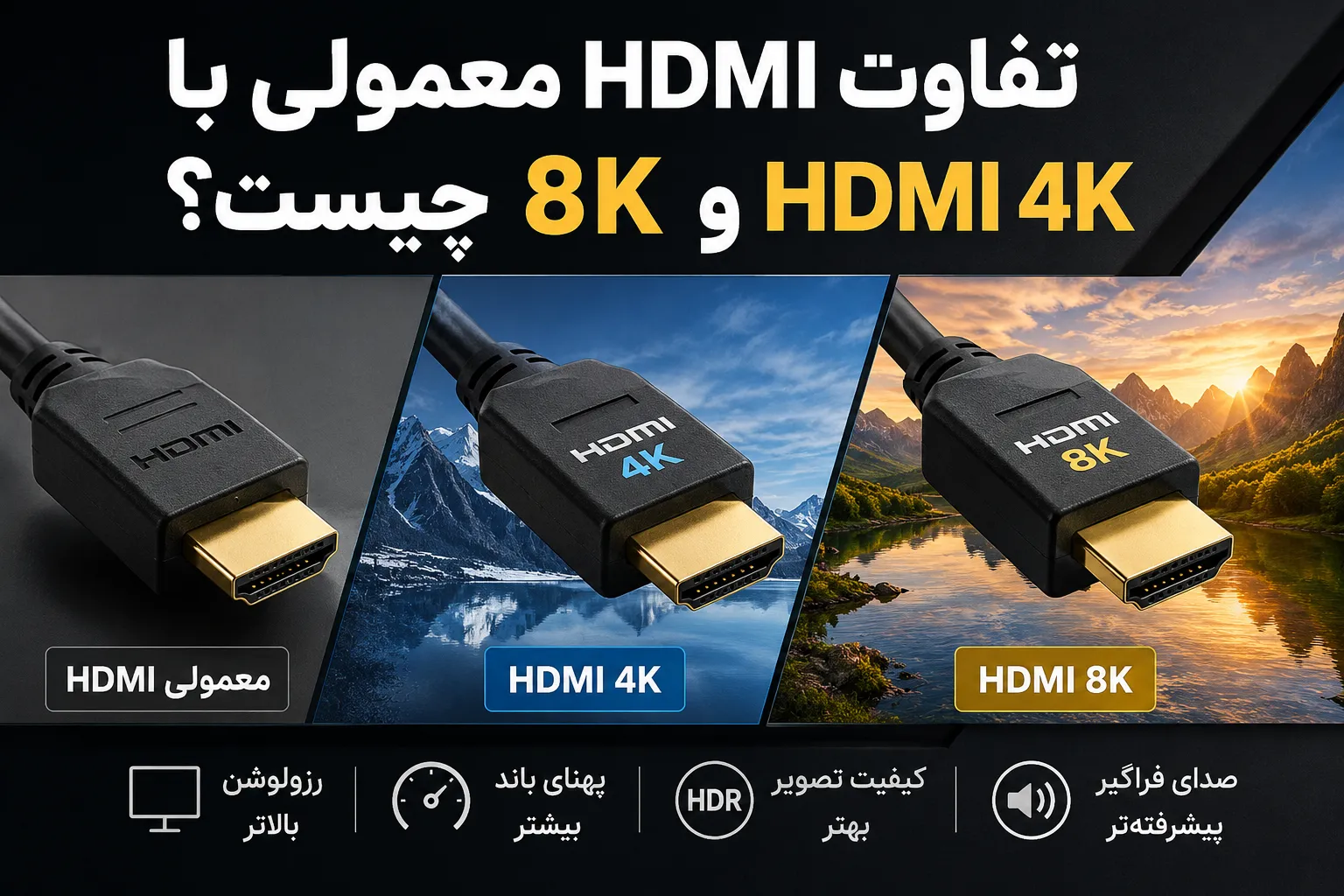 تفاوت HDMI معمولی با HDMI 4K و 8K چیست؟ راهنمای کامل قبل از خرید